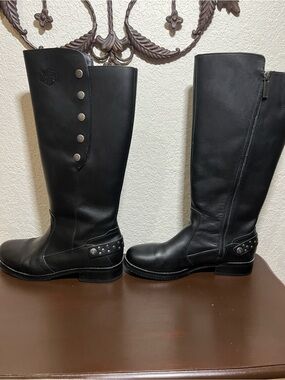 Harley-Davidson Black Tall Stud-Accent Leather Riding Boots